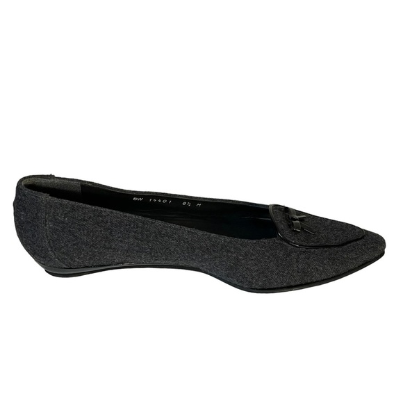 Stuart Weitzman Gray Flannel Pointed Toe Slip On Low Wedge Loafer Shoes Sz 8.5 - Picture 6 of 12